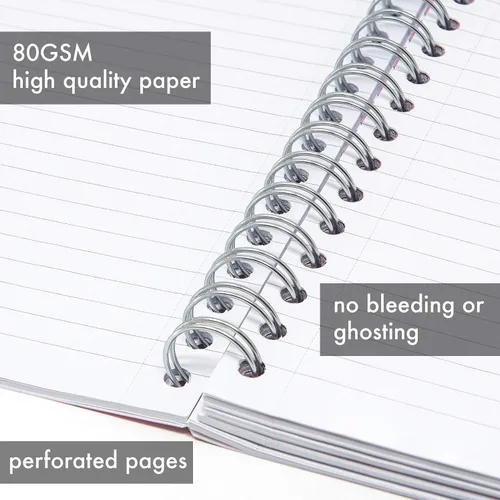 Vista 3 de Pukka Pad - Cuaderno de 5 materias, para escuela, trabajo, oficina, 3 unidades, 100 hojas premium de 2.82 oz/m² (80 gr/m²)