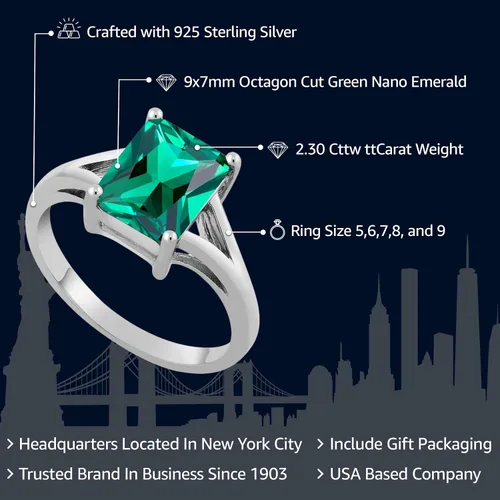 Vista 17 de Gem Stone King Anillo de compromiso solitario con diseño clásico de vástago dividido para mujer, plata de ley 925, piedra natal de piedra preciosa