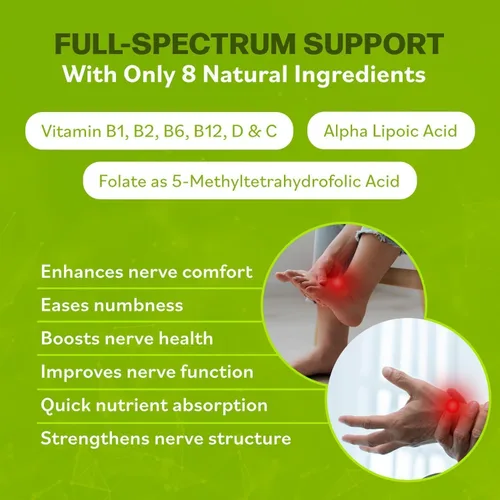 Vista 3 de Neuro Health Fórmula de apoyo nervioso con vitaminas B, ácido alfa lipoico y crema milagrosa para neuropatía, mezcla de cúrcuma y árnica de máxima