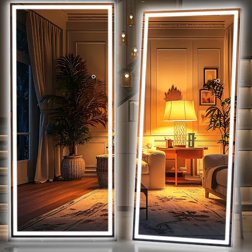 Vista 47 de Hasipu - Espejo de cuerpo entero con luces, 56 x 16 pulgadas, espejo de pie con led para montaje en pared para sala de estar, dormitorio