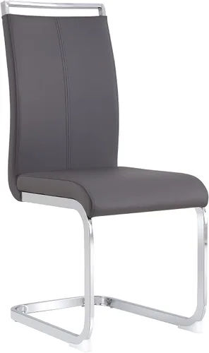 Vista 19 de Juego de 2 sillas de comedor, sillas de cocina, sillas sin brazos, sillas laterales de cuero y patas de metal con respaldo alto