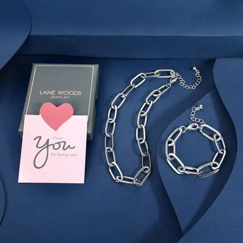 Vista 6 de LANE WOODS Collar y pulsera de cadena de oro para mujer y mujer, delicado y grueso, cadena de eslabones de cadena