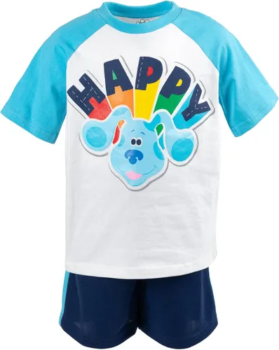 Vista 5 de Blue's Clues & You! Conjunto de camiseta y pantalones cortos de malla con gráfico raglán