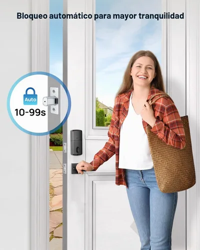 Vista 5 de Juego de cerradura inteligente de puerta de huellas dactilares con control de aplicación: entrada sin llave, bloqueo automático, teclado electrónico