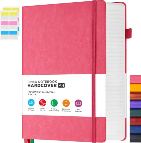 Vista 33 de FOCUS DAY Cuaderno de tapa dura 8.5 x 11, cuaderno de 320 páginas tamaño A4 grande para la universidad con líneas para la escuela y el trabajo, gran