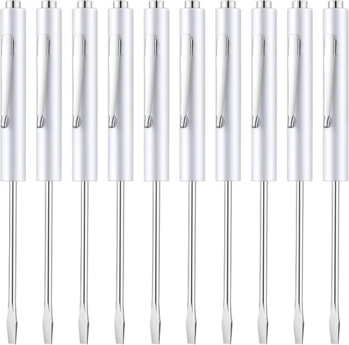 Vista 10 de Honoson 10 Piezas de Destornillador de Bolsillo Mini con Parte Superior y Clips de Bolsillo Magnéticos, Destornillador Pequeño Ranurado con Cabeza
