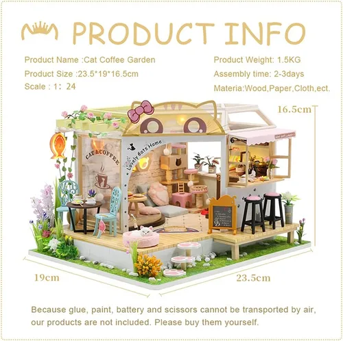 Vista 3 de CUTEBEE Casa de muñecas en miniatura con muebles, kit de casa de muñecas de madera para bricolaje, a prueba de polvo, idea creativa para habitación