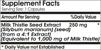 Vista 2 de Extracto de silimarina de cardo mariano 1000mg ~ 180 cápsulas - Sin aditivos ~ Naturetition Supplements