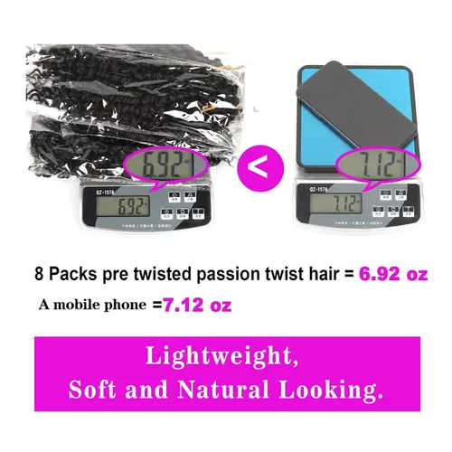 Vista 5 de Bileaf Paquete de 8 de cabello de ganchillo trenzado de pasión de 6 pulgadas para mujeres, pelo corto de ganchillo trenzado de pasión pretrenzado
