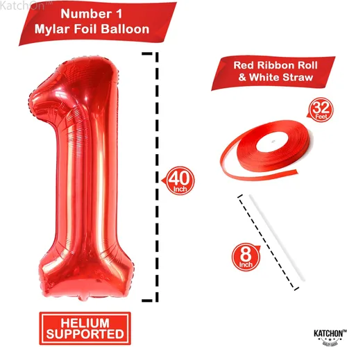 Vista 6 de KatchOn, Globo rojo para primer cumpleaños, grande, 40 pulgadas, telón de fondo de carnaval para decoraciones de carnaval, grande de 72 x 44