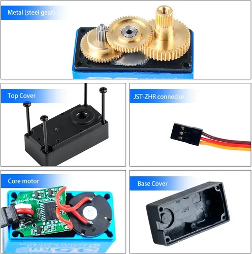 Vista 3 de RDS3235 Servo Robot Digital Servo Motor sin Núcleo 77.2 lbs Engranaje de metal de alto par DC5-7.4V con soporte servo en forma de U Placa de brazo
