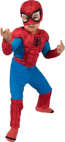Vista 3 de Party City Classic Spider-Man Muscle Halloween Costume for Toddler Boys Includes Headpiece