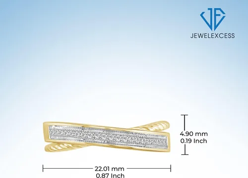 Vista 5 de JEWELEXCESS Anillo apilable de oro de 14 quilates con diamante blanco de 110 quilates sobre plata