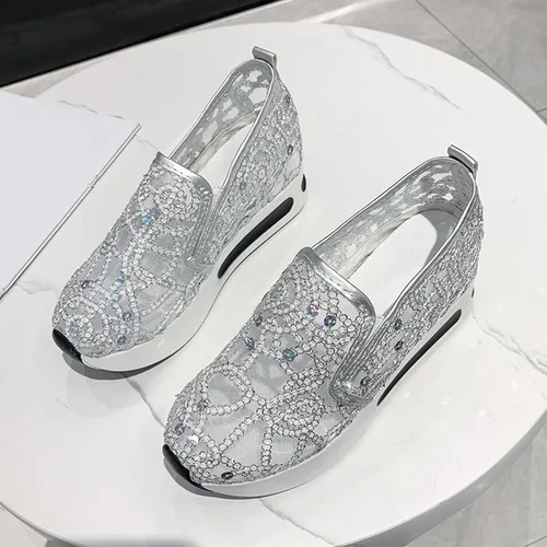 Vista 6 de Aniywn Zapatos deportivos antideslizantes para mujer, zapatos deportivos para correr, zapatos de tenis huecos, ligeros y transpirables