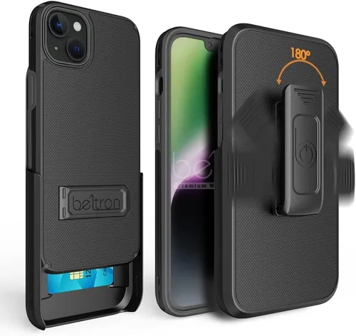Vista 7 de BELTRON Combo de funda para iPhone 13/14, funda protectora delgada de agarre de cuerpo completo y clip giratorio para cinturón 3 en 1 Combo
