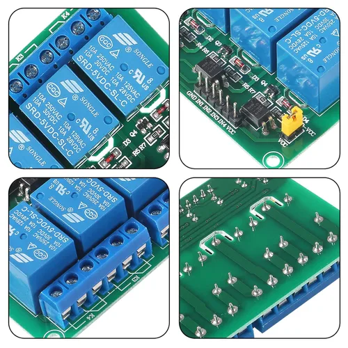 Vista 3 de 4 unids 4 canales 5V módulo de relé con optoacoplador para R3 MEGA 2560 1280 DSP ARM PIC AVR STM32 para Raspberry Pi