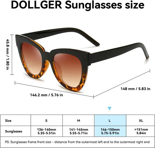 Vista 5 de Dollger Gafas de sol retro de ojo de gato para mujer y hombre, estilo vintage, cuadrado, tortuga, concha, moda