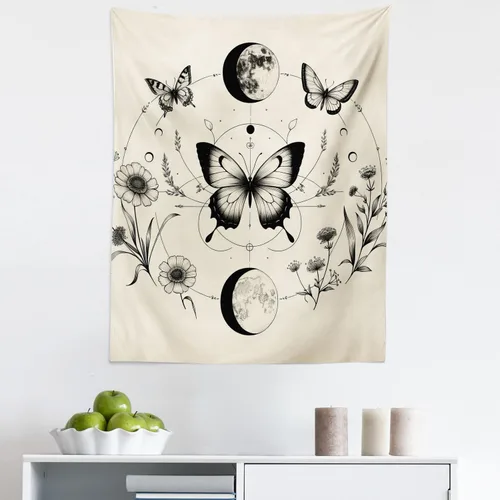 Vista 101 de Ambesonne Tapiz Trippy, vista panorámica de la cascada con bosques de ensueño y mandala oriental psicodélico, decoración de tela para colgar