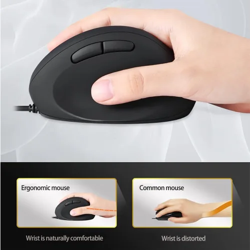Vista 4 de Ratón ergonómico con cable, ratón vertical óptico con 3 ajustables 800/1200/1600, 6 botones USB ratón de computadora