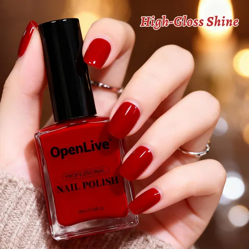 Vista 18 de OpenLive Esmalte de uñas negro de 0.6 fl oz, gran volumen, secado rápido, secado rápido y de larga duración, arte de uñas de color para bricolaje