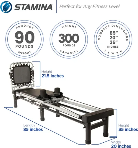 Vista 3 de Reformador AeroPilates - Máquina de entrenamiento de Pilates para gimnasio en casa - Reboteador de fitness cardiovascular - Capacidad