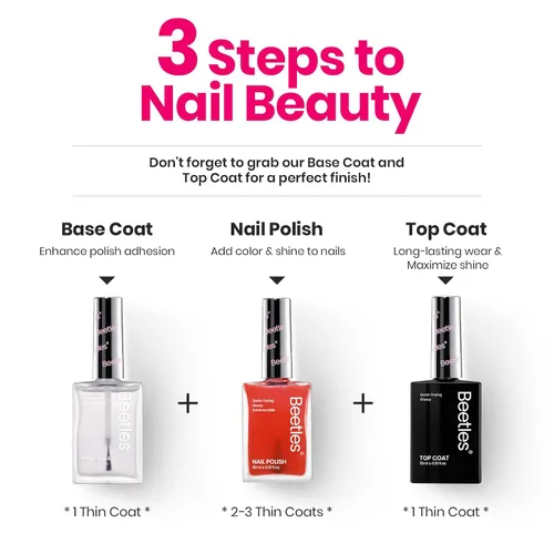 Vista 6 de Beetles Esmalte de uñas – Esmalte de uñas de dedos rojos de secado rápido (0.5 onzas líquidas), no necesita lámpara UV, esmalte de uñas, manicura