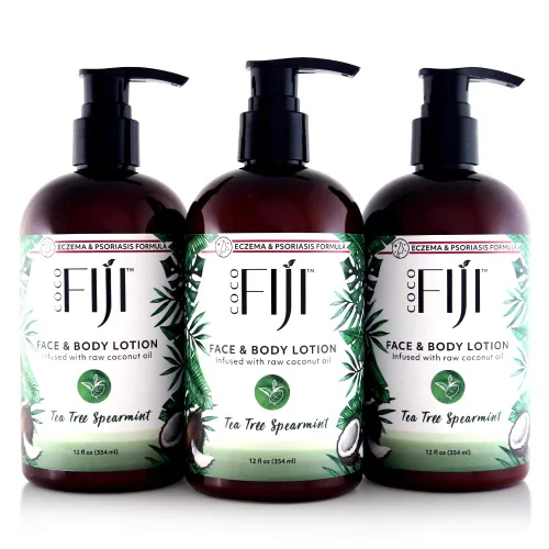 Vista 20 de Coco Fiji Loción facial y corporal infundida con aceite de coco, loción para piel seca, crema facial hidratante y loción de masaje para mujeres
