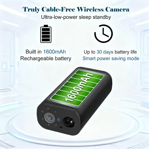 Vista 9 de W9 Mini Cámara Impermeable para Cada Rincón, Duración de Batería Sin Cables a Juego, Cámaras de Seguridad Inteligentes Compactas para Hogar 4K
