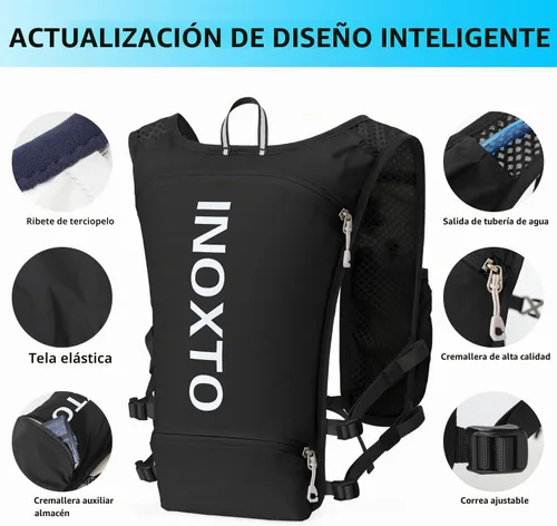 Vista 3 de INOXTO - Chaleco de hidratación para correr, ligero, con aislamiento térmico, con botella suave de 8.8 onzas líquidas, para senderismo, senderismo