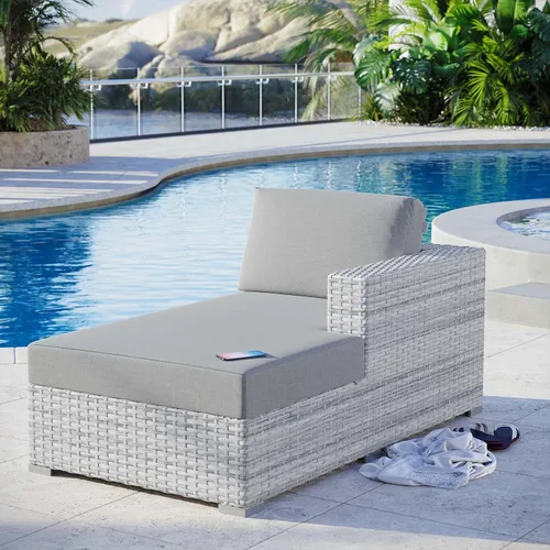 Vista 31 de Modway Convene - Otomana rectangular de mimbre para patio al aire libre, color gris claro