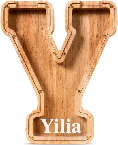 Vista 85 de SummiDate Alcancía de madera de letra para niños y niñas, Alfabeto, personalizada, regalo de cumpleaños y pascua para niños (A)