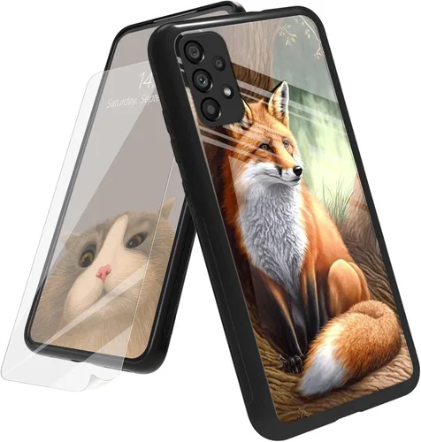 Vista 158 de Funda para Samsung Galaxy A12 5G con protector de pantalla, parte trasera de vidrio templado + TPU de silicona suave que absorbe los golpes