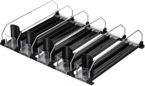 Vista 7 de uxcell Organizador de latas de soda para refrigerador, organizador de bebidas autoempujable para refrigerador, dispensador de bebidas ajustable