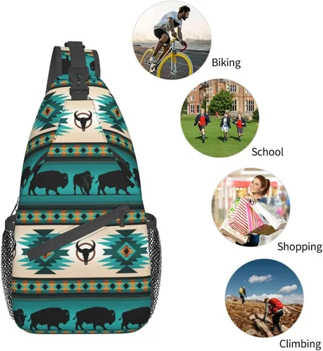 Vista 6 de MANQINF Native Casual Daypack Bag - Bolso de hombro nativo americano, bolso cruzado nativo, Nativo 01