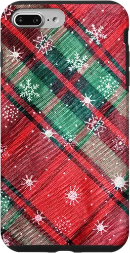 Vista 12 de Green Red Christmas Plaid Winter Snowflakes Case for iPhone 16