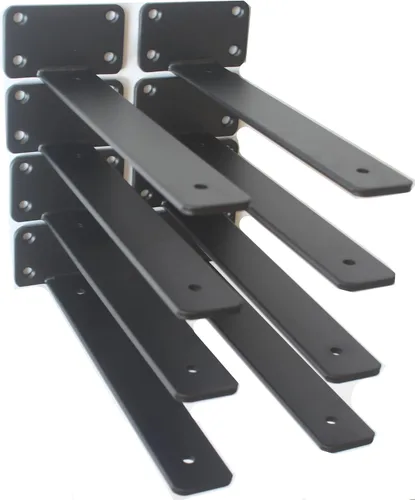 Vista 26 de Paquete de 2 - Soportes de estante en L ocultos negros de 4 pulgadas (1/5 pulgada de grosor) Soportes de estante flotante de hierro Soportes