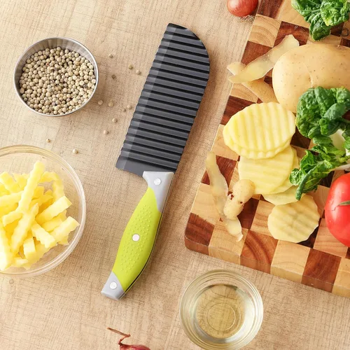 Vista 9 de VRUIFA Cortador de papas fritas para papas fritas, cortador de arrugas para verduras, papas, pepino, zanahoria y fruta, con mango antideslizante