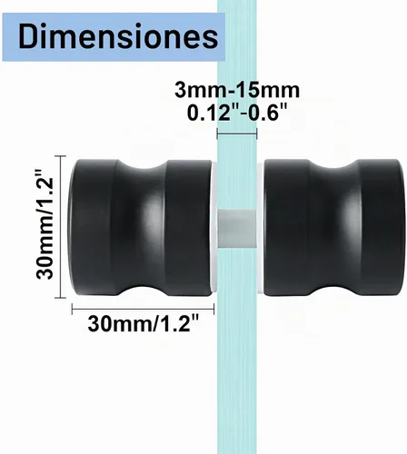 Vista 7 de Alise - Manija de puerta de cristal para ducha, perilla de puerta corrediza de ducha, negro mate Solid SUS304 Stainless Steel Double Sided Pull