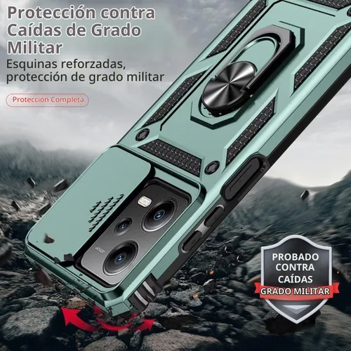 Vista 7 de Funda para Redmi Note 12 Pro, Poco X5 Pro 22101320G con protector de pantalla de vidrio templado y cubierta de cámara deslizante, anillo magnético