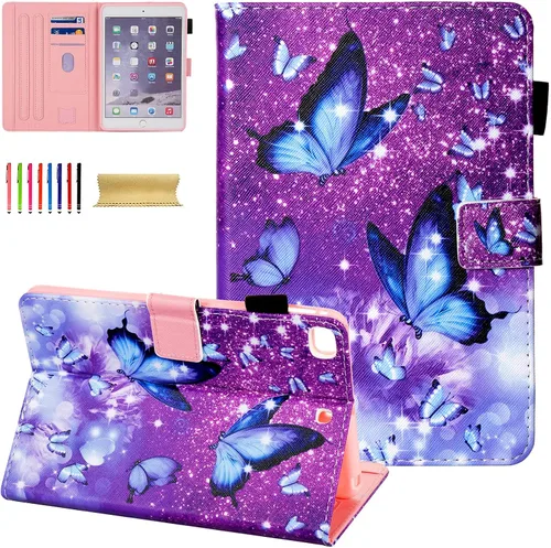 Vista 17 de Dteck Funda para iPad mini 5/4/3/2/1 - [Diseño de flores en relieve] Funda tipo folio clásica