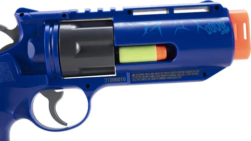 Vista 5 de Rekt Jury - Pistola Lanzadora de Dardos de Espuma Revolver, color azul (paquete de 3)