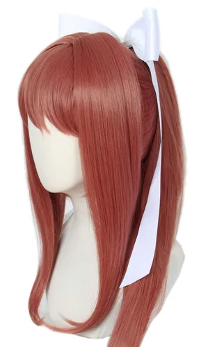 Vista 7 de Linfairy - Peluca de niña, disfraz de Halloween, peluca de cosplay para mujer, peluca larga con lazo blanco