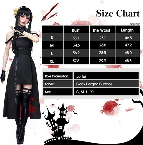 Vista 2 de colarm Yor Forger Cosplay Costume SPY X Family Role-playing Female Killer Gothic Girl Black Dress Uniform with Stockings Set