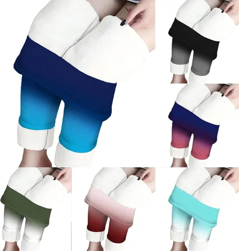 Vista 2 de Women Tight Trousers Winter Wool Pants Warm Thick Solid Leggings Lined Sweatpants Elastic and Slimming Tights