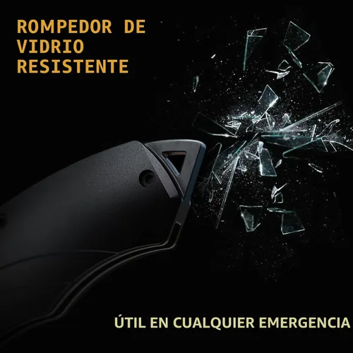 Vista 7 de Navaja táctica Grand Way para hombres - Navaja de bolsillo negra - Mejor navaja asistida por resorte con rompevidrios y clip de bolsillo - Navajas