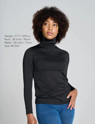 Vista 3 de LAPASA Women Turtleneck Thermal Underwear Top Undershirt Lightweight Midweight Fleece Lined Long Sleeve Base Layer L88L90
