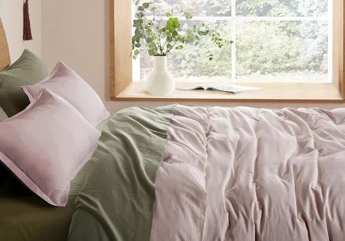 Vista 13 de Get Bed Ready Juego de funda de edredón de algodón lavado a la piedra, estilo casual, cambray, color sólido, relajado, suave, sensación moderna