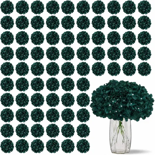 Vista 19 de Flores de hortensias artificiales rosa polvoriento, 10 cabezas de flores de seda de hortensia falsas para centros de mesa de boda, ramos de 10