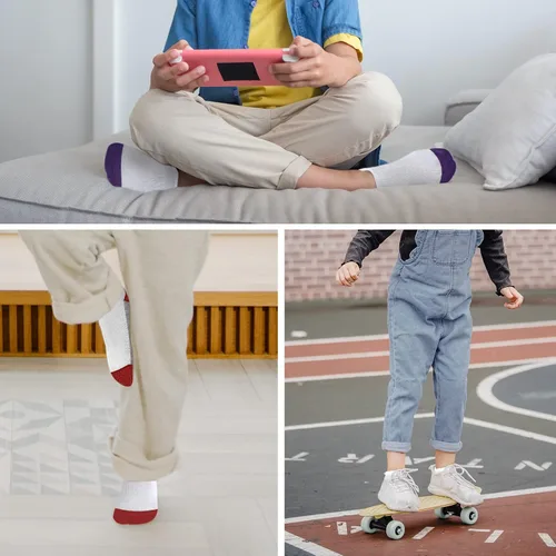 Vista 6 de Auranso 12 pares de calcetines atléticos transpirables para niños y niñas de algodón de corte bajo