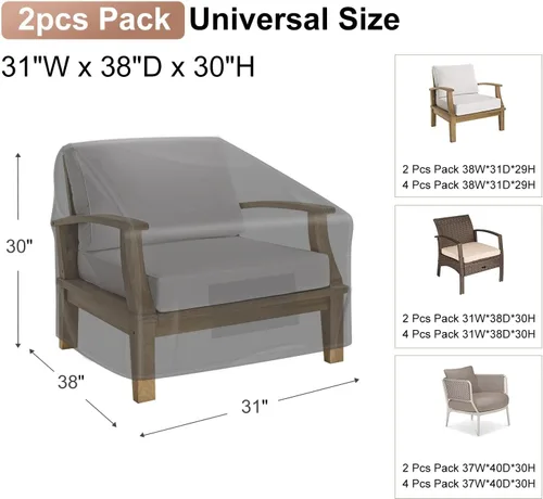 Vista 2 de Mrrihand - Fundas impermeables para sillas de patio, fundas para asiento profundo, resistentes al aire libre